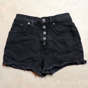 Madewell High-Rise Black Stretch Denim Button Cutoff Shorts (G5167) - Size 24